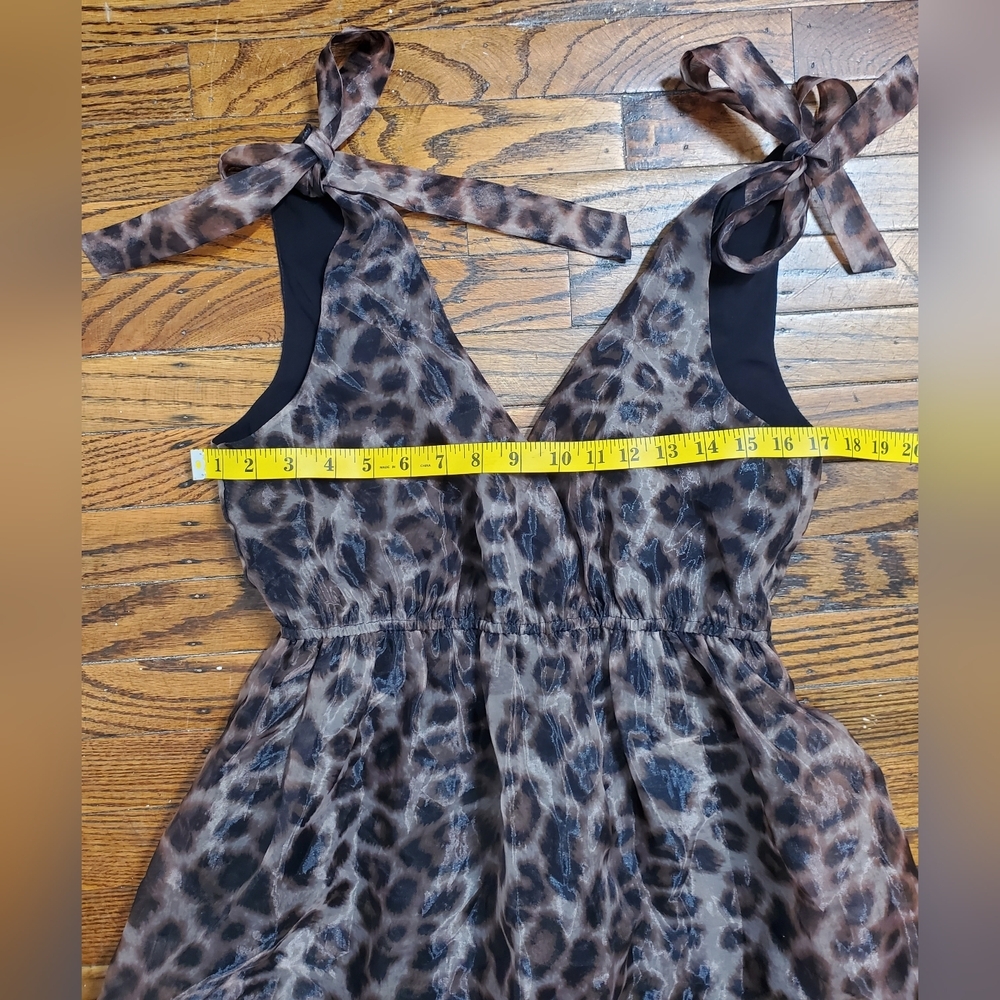 Anthropologie Daniel Rainn Organza Leopard Print V-Neck  Maxi Dress Size S - Picture 12 of 15